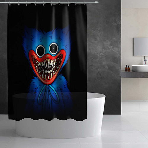 Шторка для ванной Хаги Ваги на чёрном фоне / 3D-принт – фото 2