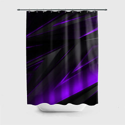 Шторка для душа Черно-фиолетовая геометрическая абстракция, цвет: 3D-принт