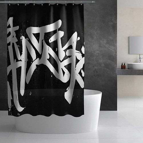 Шторка для ванной Иероглифы в стиле граффити / 3D-принт – фото 2