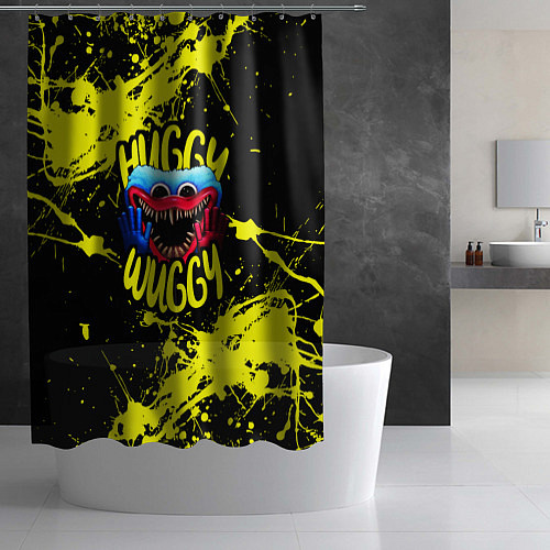 Шторка для ванной Хагги Вагги желтые брызги краски / 3D-принт – фото 2
