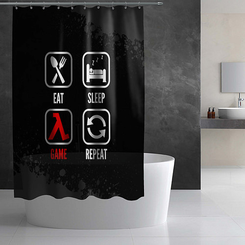Шторка для ванной Eat, sleep, Half-Life, repeat / 3D-принт – фото 2