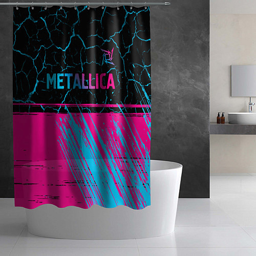 Шторка для ванной Metallica - neon gradient: символ сверху / 3D-принт – фото 2