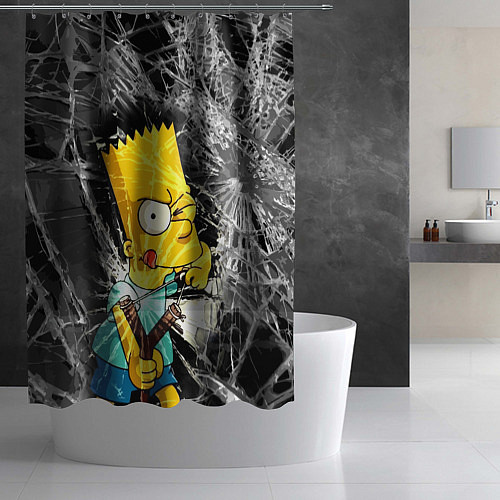 Шторка для ванной Барт Симпсон разбил из рогатки стекло / 3D-принт – фото 2