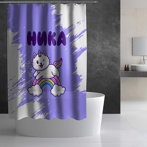 Шторка для ванной Ника кошка единорожка / 3D-принт – фото 2