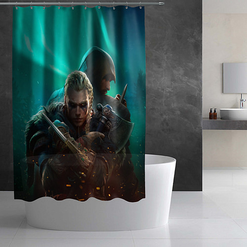 Шторка для ванной Assassins Creed Valhalla art / 3D-принт – фото 2