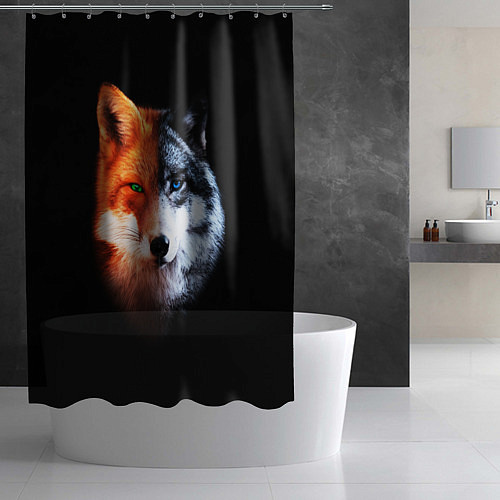 Шторка для ванной Волк и Лисица / 3D-принт – фото 2