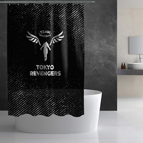 Шторка для ванной Tokyo Revengers с потертостями на темном фоне / 3D-принт – фото 2