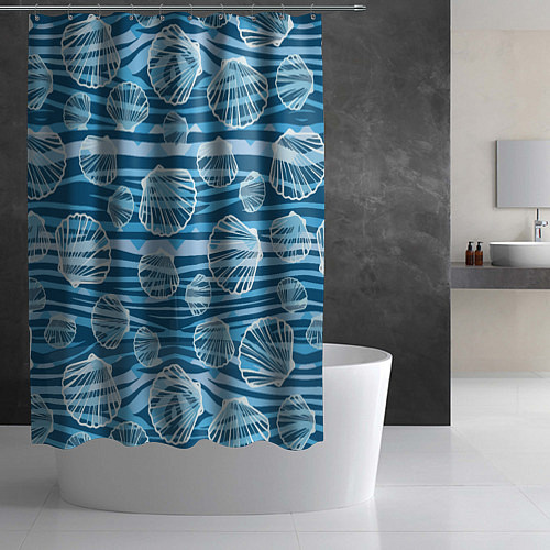 Шторка для ванной Паттерн из створок ракушки - океан / 3D-принт – фото 2