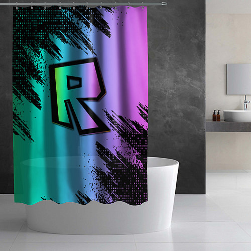 Шторка для ванной Roblox neon logo / 3D-принт – фото 2