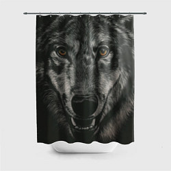 Шторка для душа Крупная морда серого волка, цвет: 3D-принт