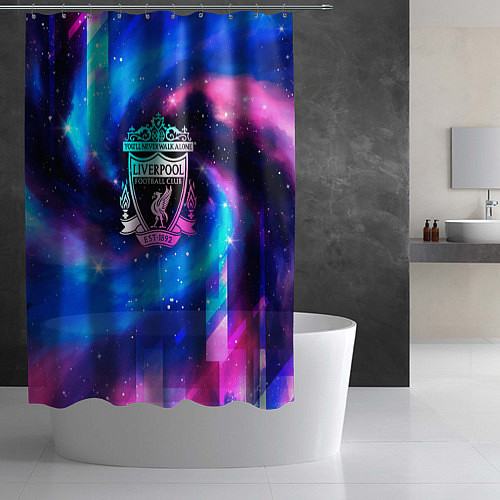 Шторка для ванной Liverpool неоновый космос / 3D-принт – фото 2
