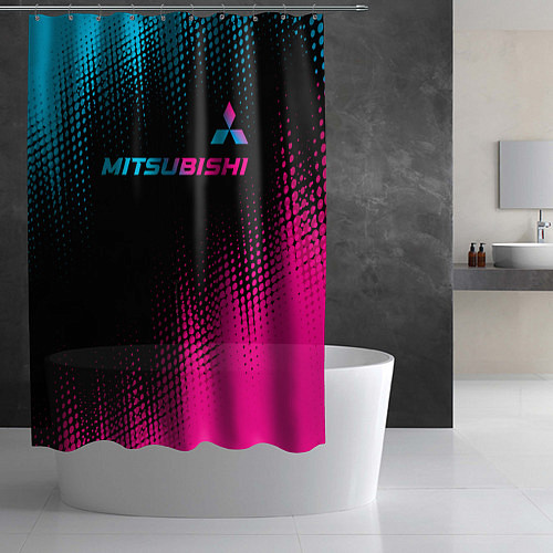 Шторка для ванной Mitsubishi - neon gradient: символ сверху / 3D-принт – фото 2