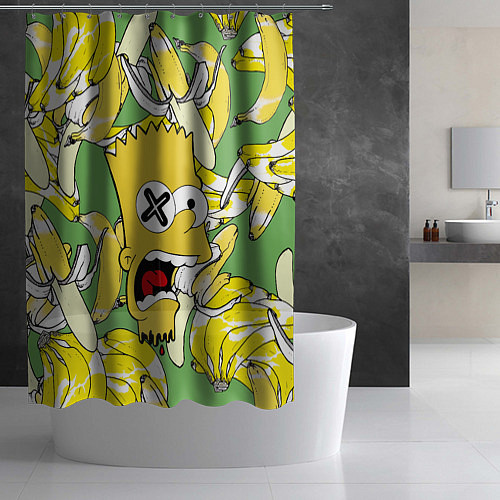 Шторка для ванной Башка Барта Симпсона среди бананов / 3D-принт – фото 2