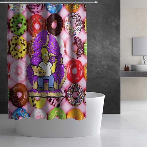 Шторка для ванной Гомер Симпсон в окружении пончиков / 3D-принт – фото 2