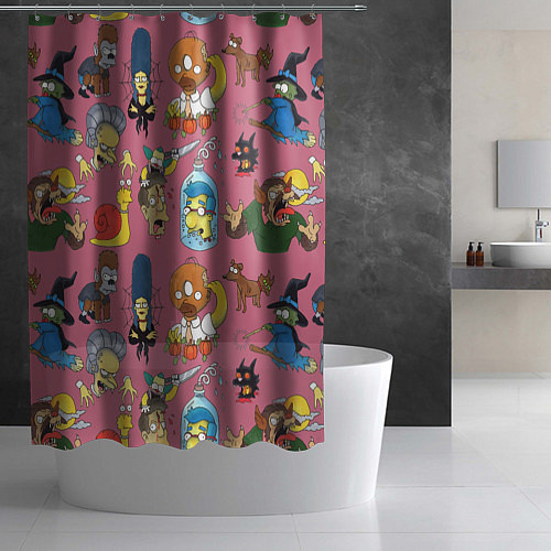 Шторка для ванной Персонажи Симпсонов - horror pattern / 3D-принт – фото 2