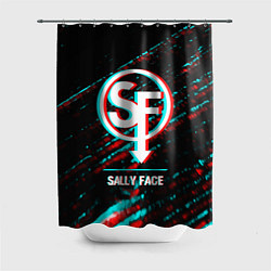 Шторка для душа Sally Face в стиле glitch и баги графики на темном, цвет: 3D-принт
