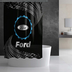 Шторка для душа Ford в стиле Top Gear со следами шин на фоне, цвет: 3D-принт — фото 2