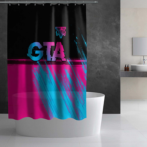 Шторка для ванной GTA - neon gradient: символ сверху / 3D-принт – фото 2
