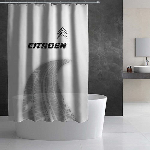 Шторка для ванной Citroen speed на светлом фоне со следами шин: симв / 3D-принт – фото 2