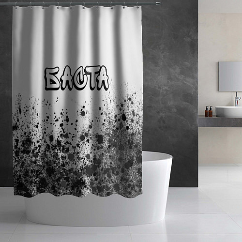 Шторка для ванной Рэпер Баста в стиле граффити: символ сверху / 3D-принт – фото 2