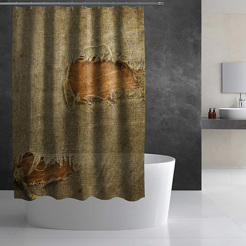 Шторка для ванной Старая рваная мешковина - авангард / 3D-принт – фото 2