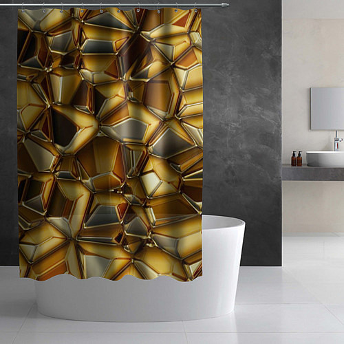 Шторка для ванной Золотые камни / 3D-принт – фото 2