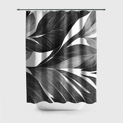 Шторка для душа Чёрно-белый тропический вайб, цвет: 3D-принт