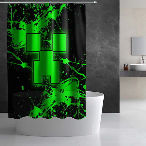 Шторка для ванной Minecraft neon green / 3D-принт – фото 2