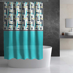 Шторка для душа Голубой неоновый геометрический узор, цвет: 3D-принт — фото 2