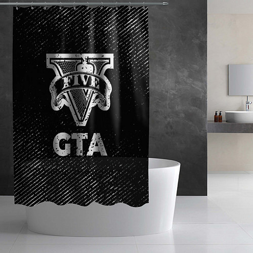 Шторка для ванной GTA с потертостями на темном фоне / 3D-принт – фото 2