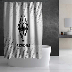 Шторка для душа Skyrim с потертостями на светлом фоне, цвет: 3D-принт — фото 2