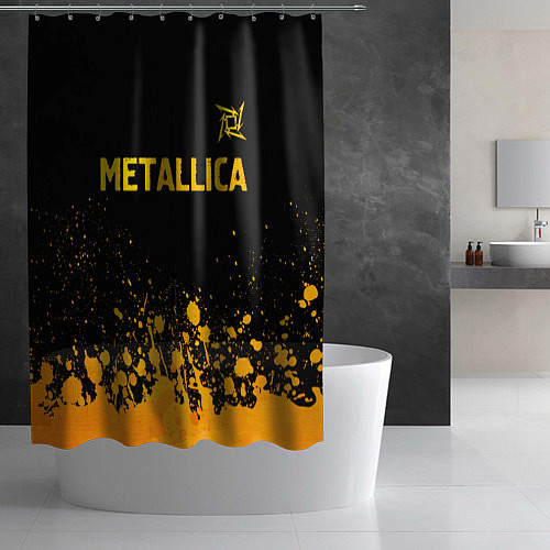 Шторка для ванной Metallica - gold gradient: символ сверху / 3D-принт – фото 2