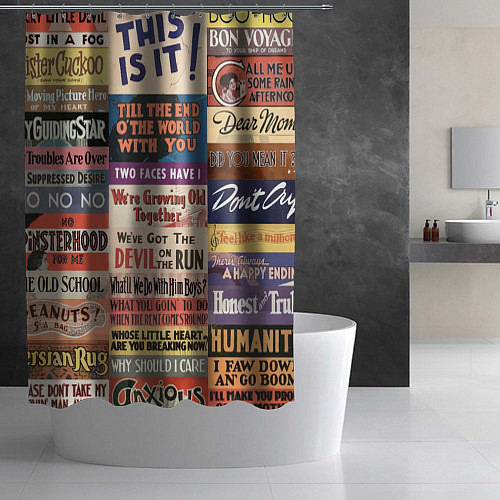 Шторка для ванной Рекламные стикеры - retro / 3D-принт – фото 2