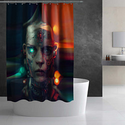 Шторка для душа Девушка - киборг, цвет: 3D-принт — фото 2