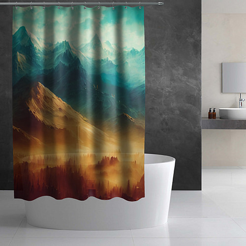 Шторка для ванной Завораживающий горный вид - рисунок / 3D-принт – фото 2