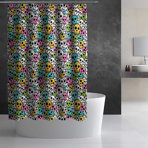 Шторка для ванной Череп разноцветный / 3D-принт – фото 2