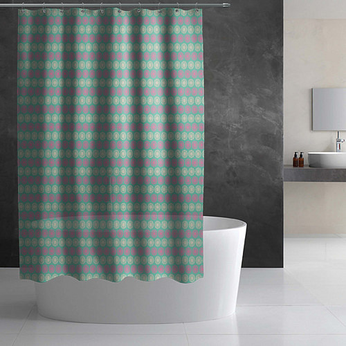 Шторка для ванной Белые и розовые узоры - минимализм / 3D-принт – фото 2