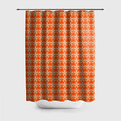 Шторка для душа Цветочки на оранжевом фоне, цвет: 3D-принт