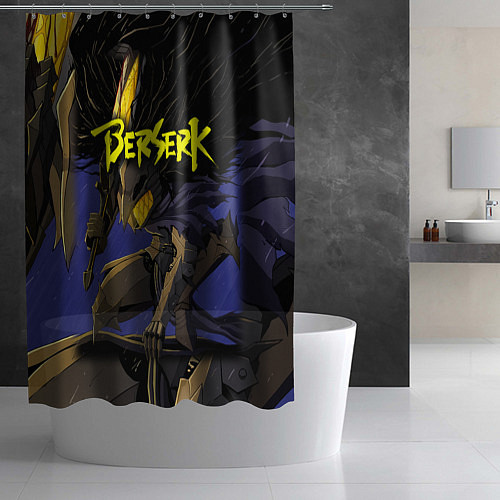Шторка для ванной Берсерк Гатс под дождём / 3D-принт – фото 2