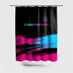Шторка для душа Leicester City - neon gradient: символ сверху, цвет: 3D-принт