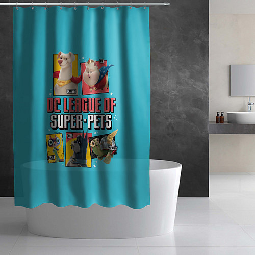 Шторка для ванной Dc Лига Суперпитомцы / 3D-принт – фото 2