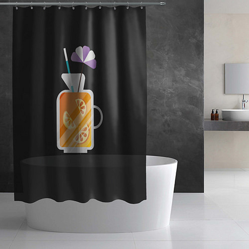 Шторка для ванной Апельсиновый сок - Черная версия / 3D-принт – фото 2