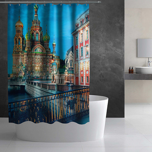 Шторка для ванной Вечерний Санкт-Петербург / 3D-принт – фото 2