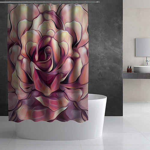 Шторка для ванной Крупная роза маслом / 3D-принт – фото 2