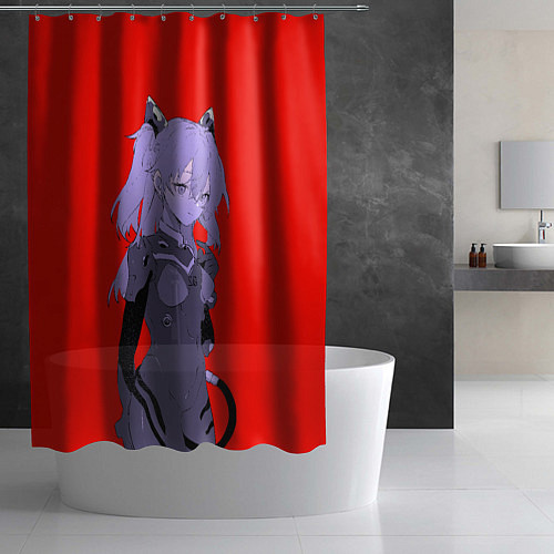 Шторка для ванной Аска Ленгли кошкодевочка - Евангелион / 3D-принт – фото 2