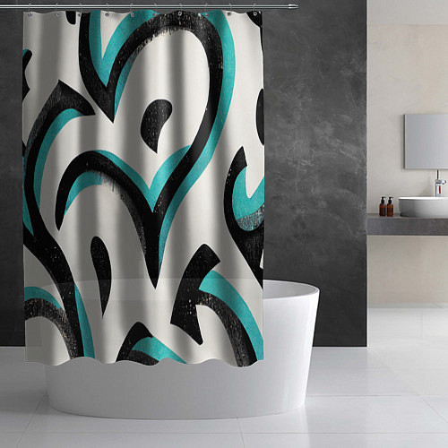 Шторка для ванной Узоры в стиле граффити / 3D-принт – фото 2