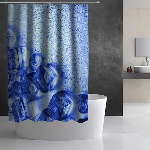 Шторка для ванной Кубики льда и капли воды / 3D-принт – фото 2