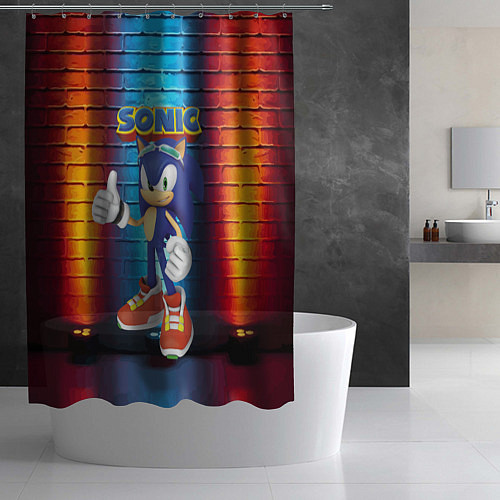 Шторка для ванной Sonic - Hedgehog - Video game - жест / 3D-принт – фото 2