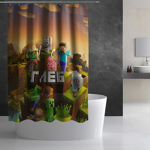 Шторка для ванной Глеб Minecraft / 3D-принт – фото 2