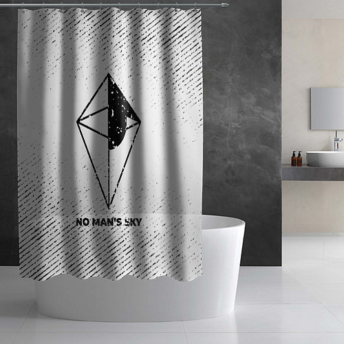 Шторка для ванной No Mans Sky с потертостями на светлом фоне / 3D-принт – фото 2
